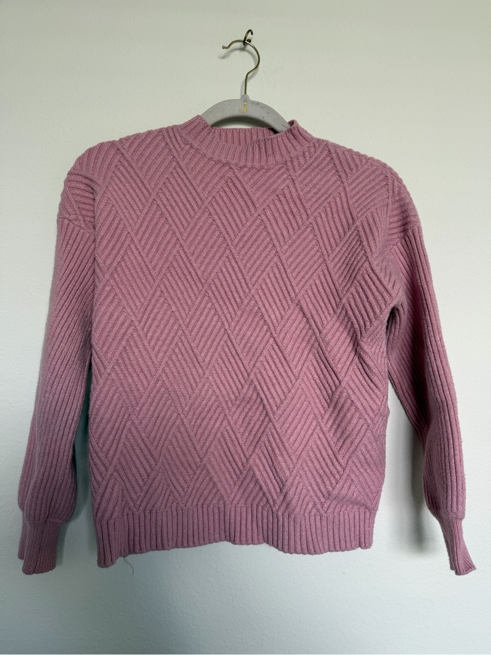 Philosophy Dusty Rose Ribbed Diamond Knit Mock Neck Sweater Size Medium